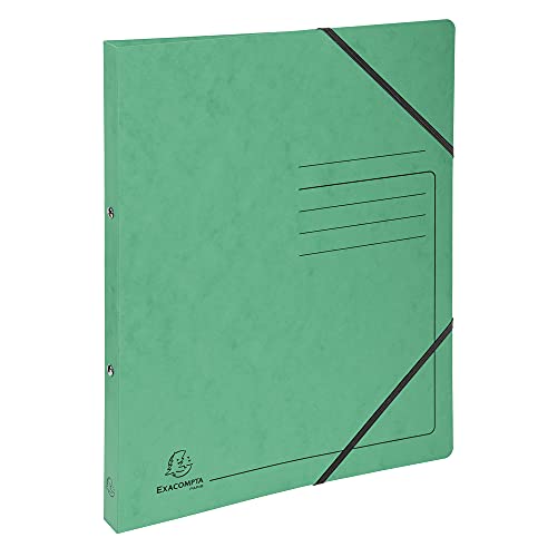 Exacompta 542553E Ringhefter mit Gummizug. Aus extra starkem Colorspan-Karton 2 Ring-Mechanik DIN A4 Füllhöhe 14 mm grün Ring-mappe Ringbuch Hefter