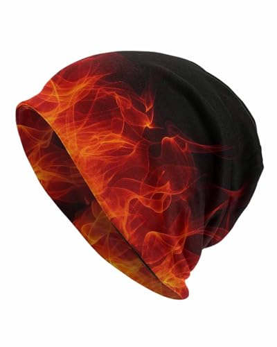 Stretch Knitted Hats Suitable for All Seasons, Outdoor Sports Jogging Cycling Slouchy Beanie Hat Fashion Breathable Headwear for Unisex - Flame
