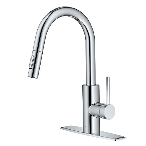 KRAUS Oletto Single Handle Pull Down Kitchen Faucet with QuickDock Top Mount Installation Assembly in Chrome, KPF-2620CH