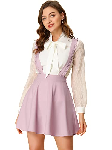 Women's Ruffles Overalls Adjustable Straps A-Line Skater Braces Mini Suspender Skirt
