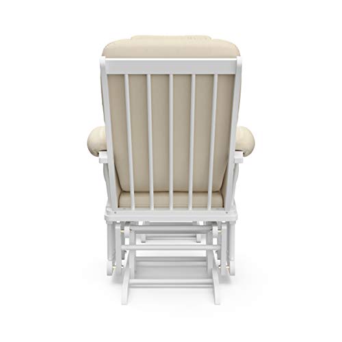 Storkcraft Tuscany Custom Glider And Ottoman With Free Lumbar Pillow, White/Beige #TOP6