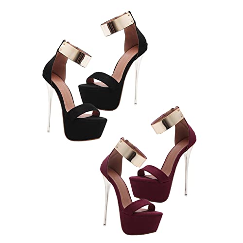 Holibanna Chaussures à Talons Hauts pour Femme 16 cm - - Noir, 36 EU EU – vue 9