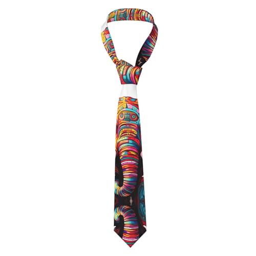 FWJZDSP Corbata de poliéster elegante y duradera para hombre con estampado de elefantes coloridos, para negocios, bodas y fiestas, color negro, talla única