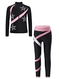 MSemis Conjunto de Deportivo para Niñas Traje de Patinaje sobre Hielo Sudadera con Cremallera y Pedrería + Leggings Largos Chándales Gimnasias 5-16 Años Rosa 9-10 años