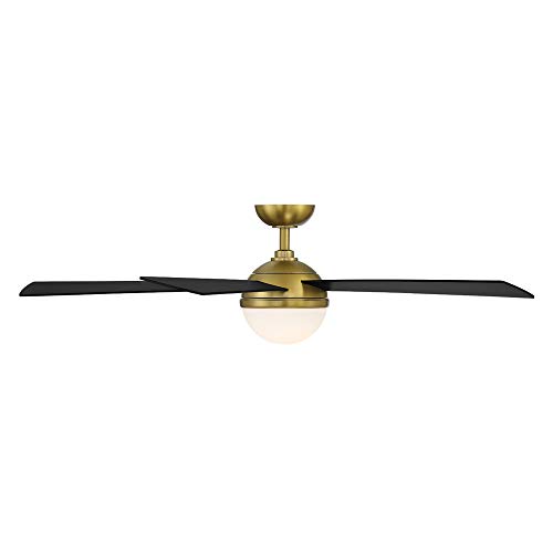 Wac Smart Fans Eclipse Indoor And Outdoor 5-Blade Ceiling Fan 54In Satin Brass Matte Black With 3000K Led Light Kit And Remote Control Works With Alexa And Ios Or Android App #TOP2