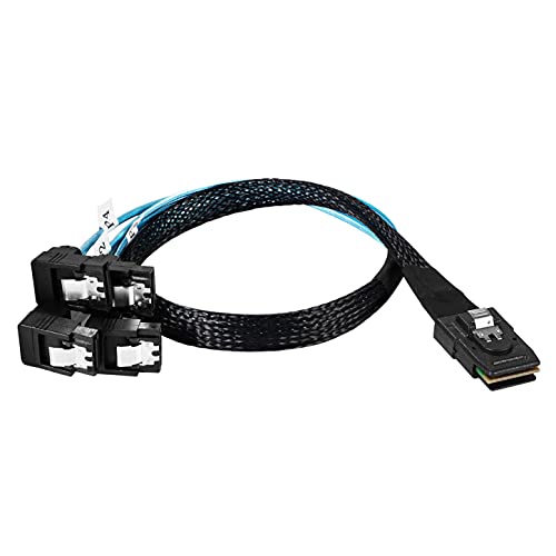 Twozoh Internal Mini Sas To Sata Cable 1.6Ft，Mini Sas 36Pin Sff-8087 Male To 4 Sata 7Pin 90 Degrees Female Forward Breakout Cable（0.5M） #TOP4