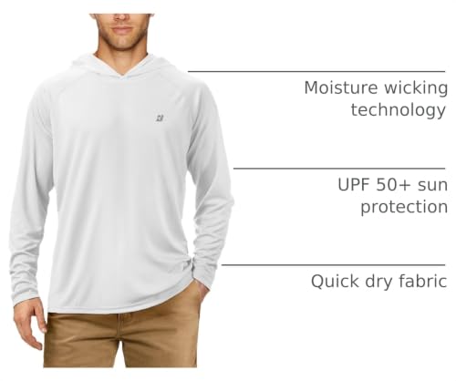 Image of Roadbox Mens Fishing Sun Hoodie, Long Sleeve UPF 50+ UV Protection Shirts