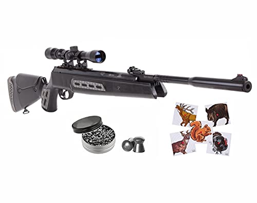 Hatsan Mod 125 AirRifle Sniper Vortex Quiet Energy QE Break Barrel .22 Cal Air Rifle, 1000 FPS, Black with Pack of 250x.22 Caliber Pellets and 100xPaper Targets Bundle