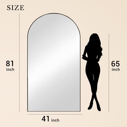 MISSDAY Oversized Full Length Mirror, Arched Floor Mirror 81" x 41", Black - image 6