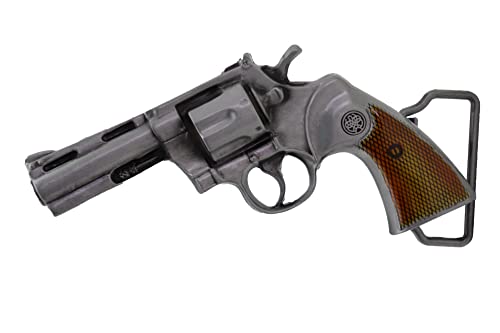 Men Women Belt Buckle Western Fashion Silver Metal Revolver Pistol Gun Cowboy Style