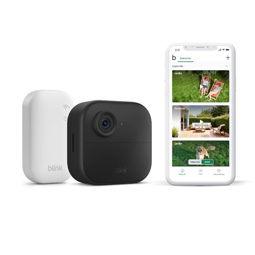 Nouvelle caméra Blink (Outdoor 4) : caméra de surveillance connectée HD sans fil, 2 ans d'autonomie, détection de mouvements avancée, fonctionne avec Alexa (système 1 caméra avec Sync Module Core)