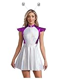 RUNQHUI Women Metallic Aline Dress Shiny Cap...