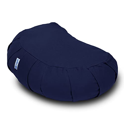 Cojín de yoga premium Yogan Crescent en algodón orgánico y trigo sarraceno azul