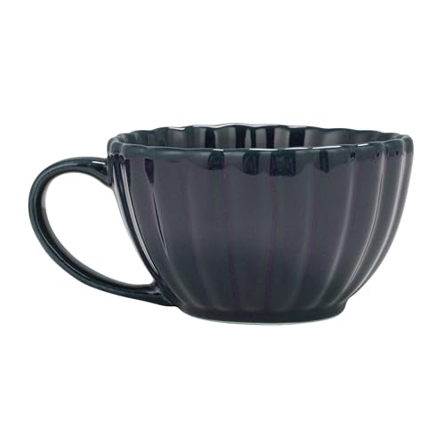 Taza de gres con plato 10 oz azul Creative Co-Op miniatura 5