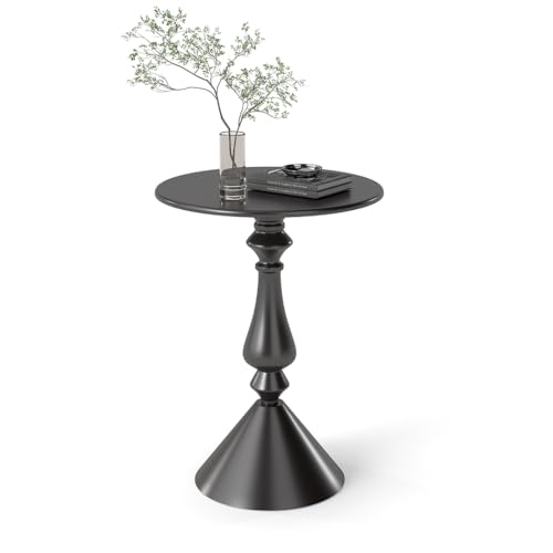 HeshiJ ローテーブル ミニテーブル スチール粉体塗装 一人暮らし コンパクト 円形 センターテーブル ネストテーブル リビングテーブル サイドテーブル 置き台 おしゃれ 省スペース (直径40*高さ55㎝ 黒)