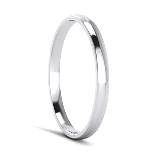 LANDA JEWEL Solid 10k White Rose Yellow Gold 2mm Light Court Shape Comfort Fit Polished Wedding Ring Plain Band3