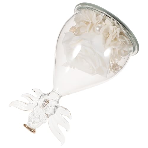 FENICAL Adorno Floral con White y Figura de Ángel bajo Cúpula de Cristal, Decoración de Escritorio para Interiores, Obsequio para San Valentín y Detalles Obsequios, Arte Floral Preservado