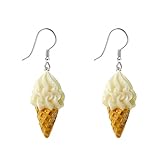 Ice Cream Cone Hook Hoop Earrings for Women Resin 3D Kawaii Food Cones Dangle Drop Earring Lovely Jewelry Gifts Christmas