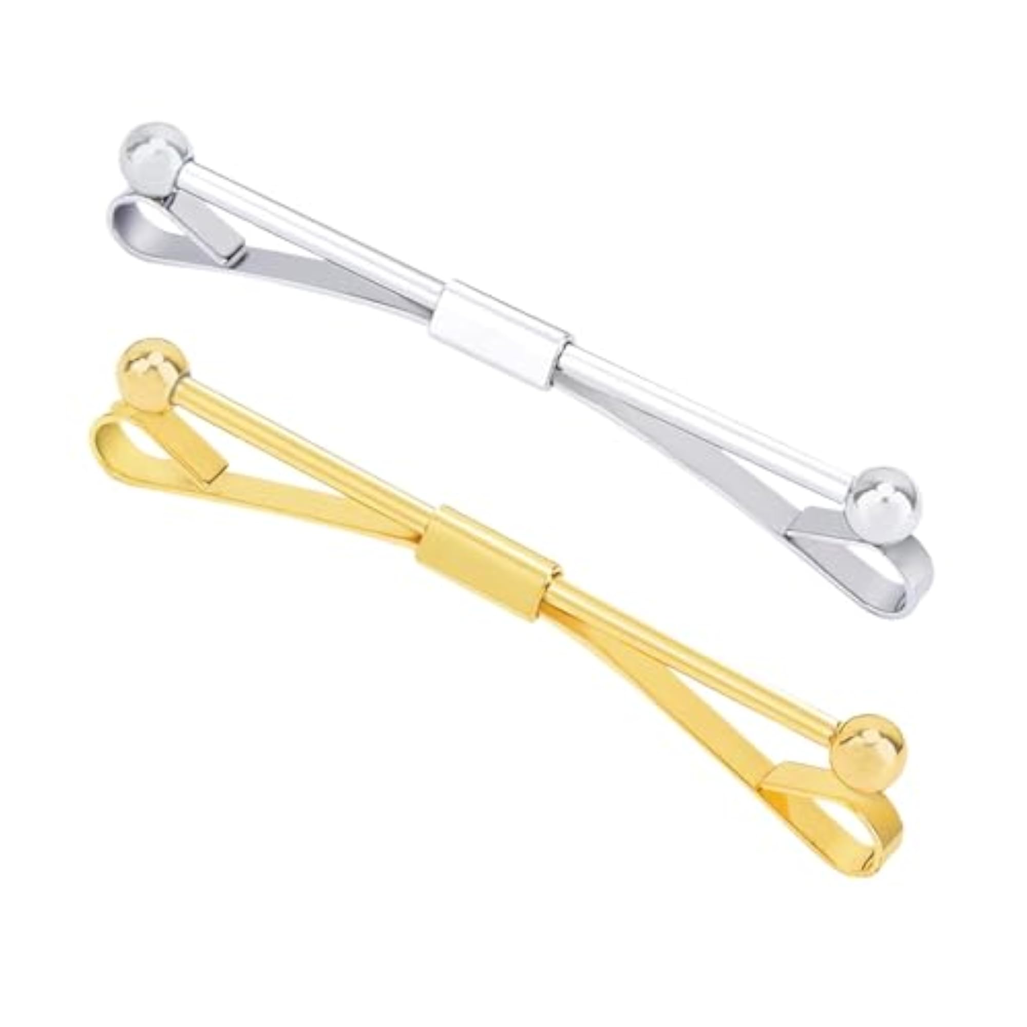 2 Pcs Tie Pin Set, Golden Tie Clip and Collar Pin