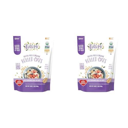 Oatsome Organic Rolled Oats, 1lb Bag (Pack of 2)