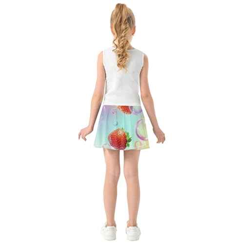 Strawberry Sparkling Bubbles Toddler Tennis Skirts Rainbow Athletic Shorts for Girls Skorts Butterfly 4t4