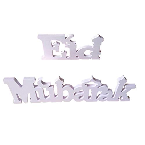 Eid Mubarak Plastic Ornamenten Brief Tabel Decor Ramadan Indoor Knutselen voor Eid Mubarak Home Decoration White