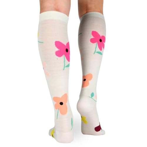 Image of ja vie Women's Lightweight Flower Merino Wool Compression Socks Knee High with Seamless Toe(15-20mmHg)