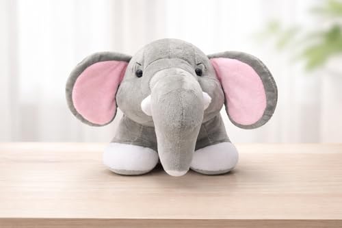 Image of Elephant Plush Toy | Soft Toy for Kids | Non-Toxic & Safe | BIS-Approved | Medium Size Stuffed Elephant | Grey