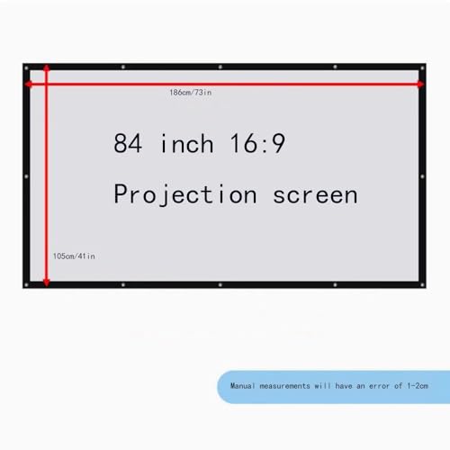 Funda portátil para pantalla de proyección 16:9 4K de 84 pulgadas, ángulo de visión 160°, incluye bolsa de transporte miniatura 6