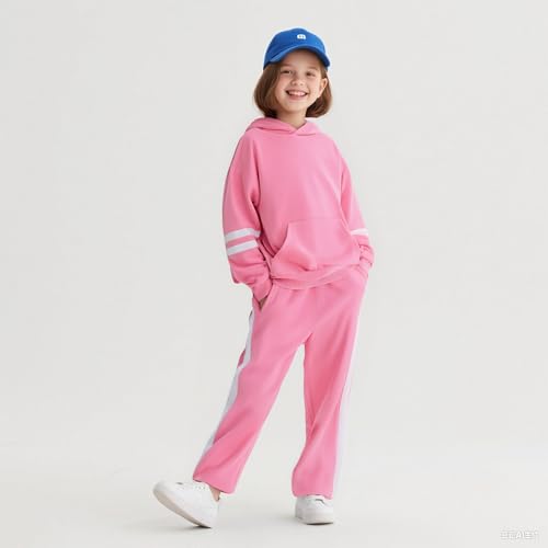 2025 Girls Sweatsuit Set Cute Hooded Sweatshirt & Jogger Pants with Pocket Casual Outfuts Set4