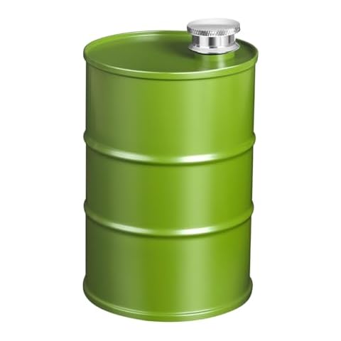 TOX TANEAXON 25 oz Green Oil Barrel Shaped Large Capacity Stainless Steel Whiskey Liquor Hip Flask Cover
