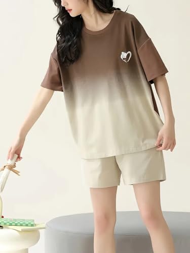 Image of Louis Luxe Cotton Blend Womens Korean Night Dress || Short Pyjama Set || Korean Nightsuit || Women Nightwear ||Round Neck Short Sleeve Nightsuit || Loungewear || Everyday Nightdress