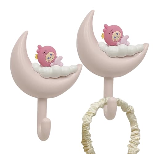 Ruwshuuk Servitore per muro, supporto per tasti di - Cloud Moon Key Holder,2x gancio adesivo estetico NO TRACE NESSUN PUNCHING PER BAGNA CAMERA DA LETTA