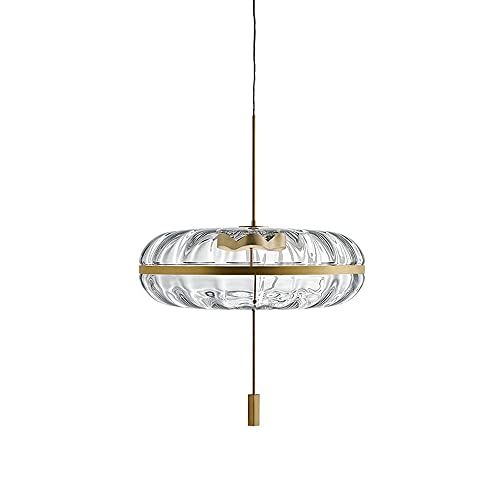 Luminaire Suspendu en Verre LED 12W Citrouille et Lustre en Métal Doré
