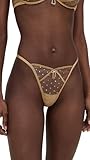 For Love & Lemons Women's Izzy Thong Panties, Gold, XS