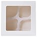 ONE MORE [15pcs] White Paper Cupcake Boxes,Valentines Day Cookie Gift Boxes with Clear Window, Auto-Popup Cupcake Containers Carriers Bakery Cake Box with Insert 4 Cavity (White,15)
