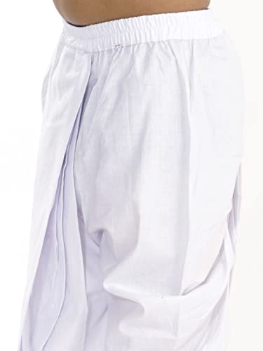 Image of Vastramay Boys' Pure Cotton Traditional Dhoti, Classic Solid Ready-to-Wear Dhoti for Kids with Elastic Waistband