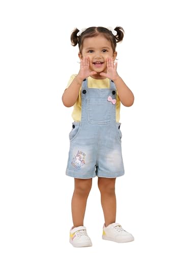 Image of KiddoPanti Unisex Infant Denim Dungaree | Cotton Blend Stretch | Baby Jumpsuit Witth Pockets | Comfortable Casual Outfit for Boys & Girls 6 Months-3 Years