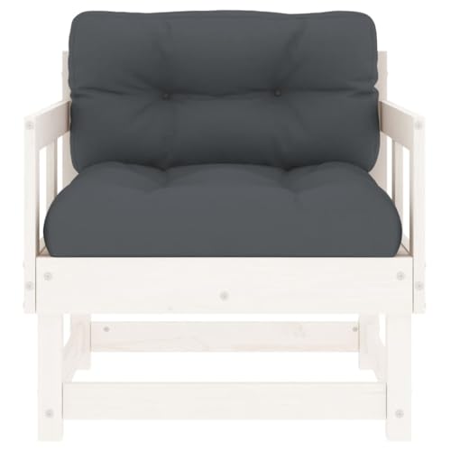 Homgoday Sillones de jardín con Cojines 2 uds Madera Maciza Pino Blanco, Sillas de Jardín Sillón Terraza Balcón Patio Butaca Asiento Muebles Mobiliario Hogar Comedor Duradera Robusta Tipo 3 - imagen 4