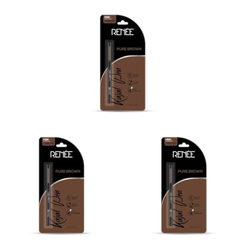 Image of RENEE Pure Brown Kajal Pen with Sharpener |24 Hrs Stay Long Lasting Kohl Pencil |Matte Finish, Rich Color Payoff |Smudge & Water Proof with One Swipe Application Formula - 0.30gm (Pack of 3)