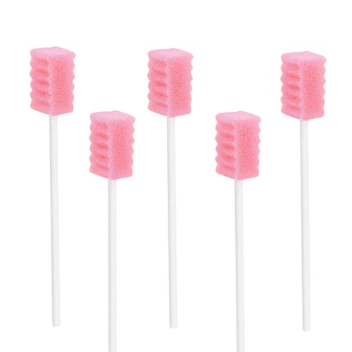 Disposable Oral Swabs, Mouth Swabs (100pcs,Pink)