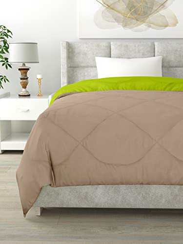 Image of Clasiko Reversible Single Bed Comforter; 60x90 Inches; 200GSM; Taupe & Green