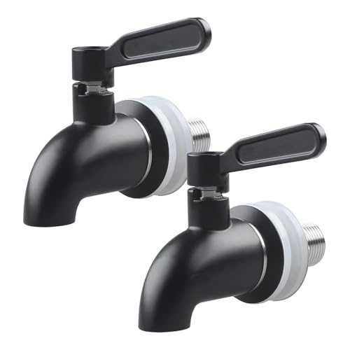 2Pcs Stainless Steel Spigot for Beverage Dispenser Black Metal Replacement Spigot Water Dispenser Faucet Spout by GWENBHMTOOL