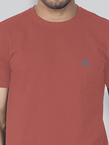 Image of Lux Nitro Men's Solid Modern Fit Round Neck T-Shirt Spiced Coral