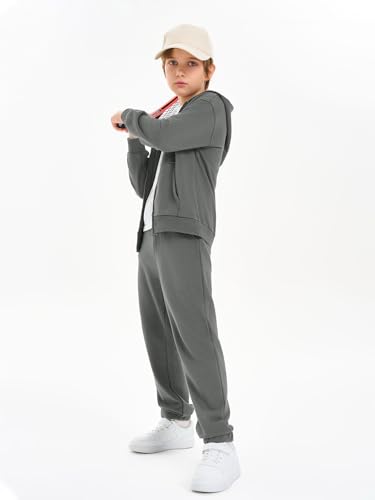 Image of Haloumoning Boys Sweatsuits Kids Active Zip Hoodie Sweatershirt and Jogger Sweatpants 5-14 Years