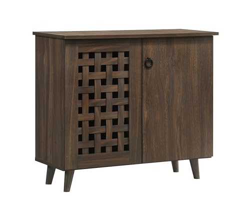 Image of DeckUp Ceylon 2-Door Engineered Wood Shoe Rack (Walnut, Matte Finish)