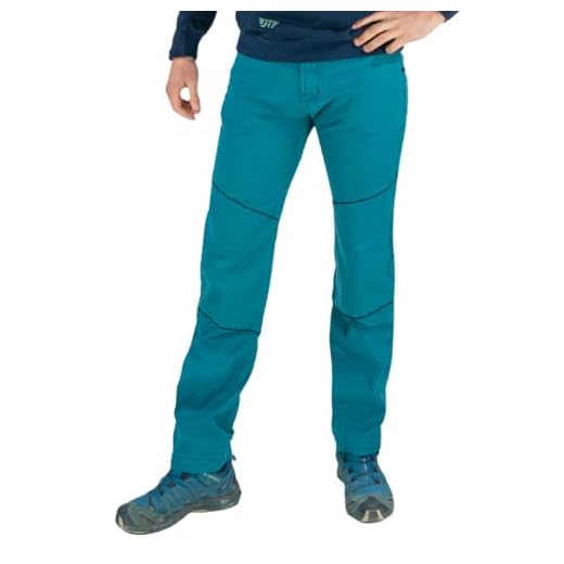 Pantalón Trekking, Escalada Elástico y Resistente – Pantalón para Senderismo – Rodillas Reforzadas y Bajos Regulables (Turia, Verde Ethnic, M)