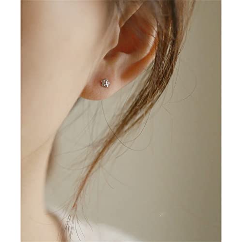 18G Minimalist Flower Sterling Silver Earrings for Women Girls Teens Hypoallergenic Stud Tiny Small 4mm Ball Back Cartilage Tragus Piercing Screw Post Cute Birthday Holiday Jewelry Gifts2