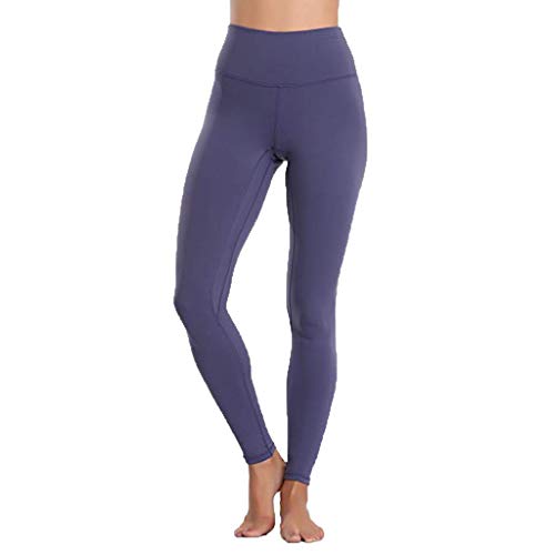 fang FANS Women's Yoga Pants, High Waist And Tight Fitness Yoga Pants Nude Hidden Pocket (Purple, M)