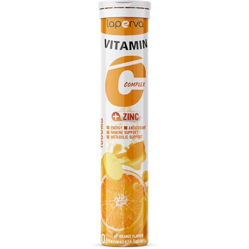 Laperva Vitamin C Complex 1000Mg Plus Zinc 20 Effervescent Tablets To Boost Immune System Orange